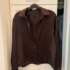 ZARA Satin Brown Blouse / Button down  - Classic Interior Label